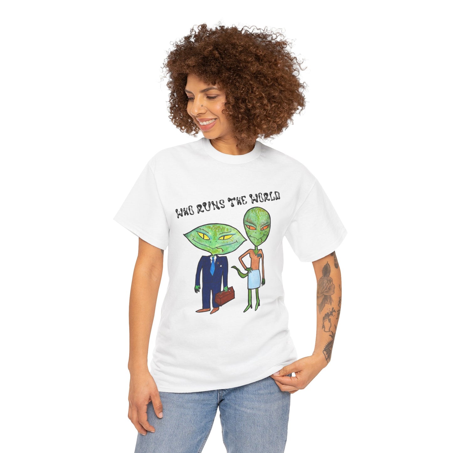 Who Runs the World Reptilians Unisex Cotton Tee USA