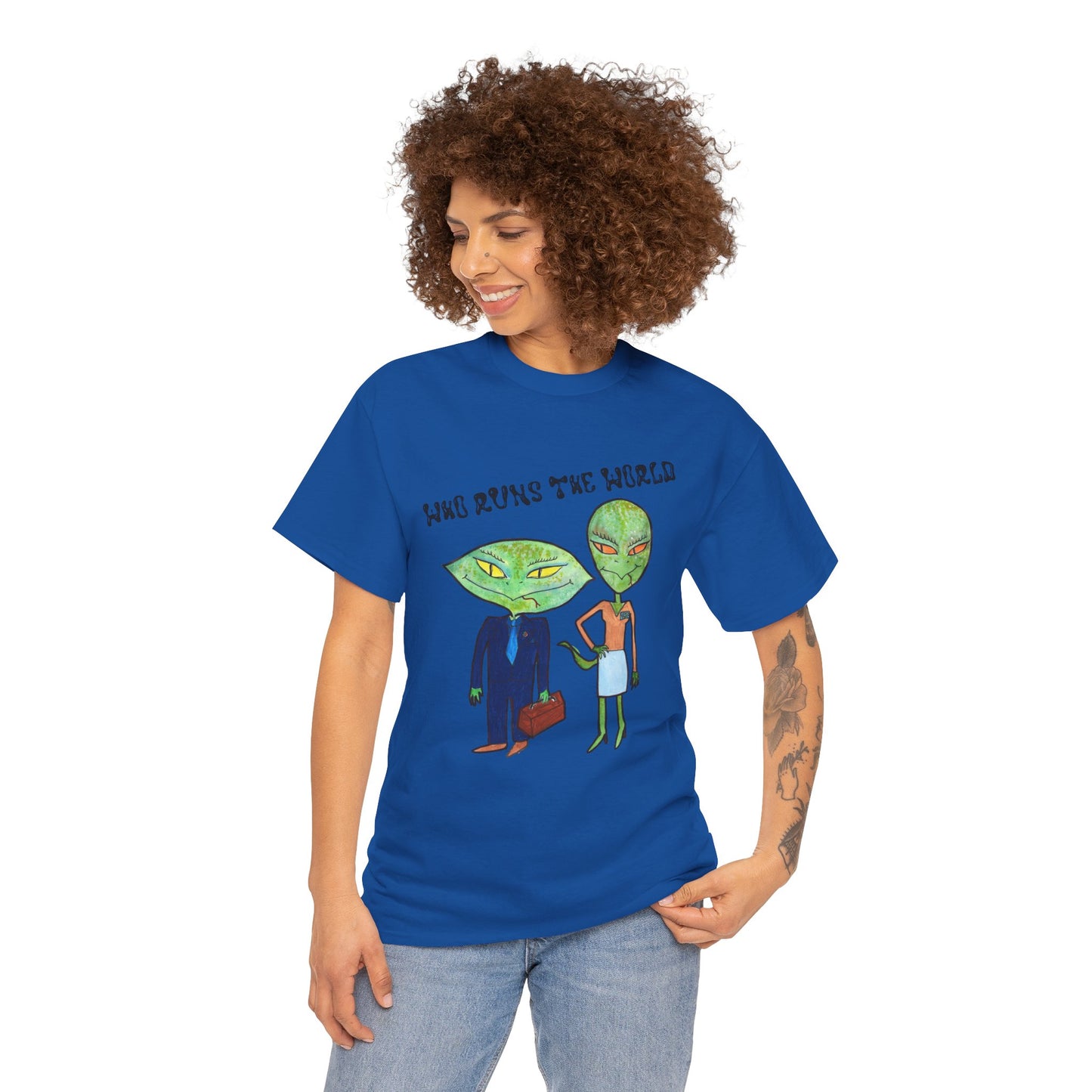 Who Runs the World Reptilians Unisex Cotton Tee USA