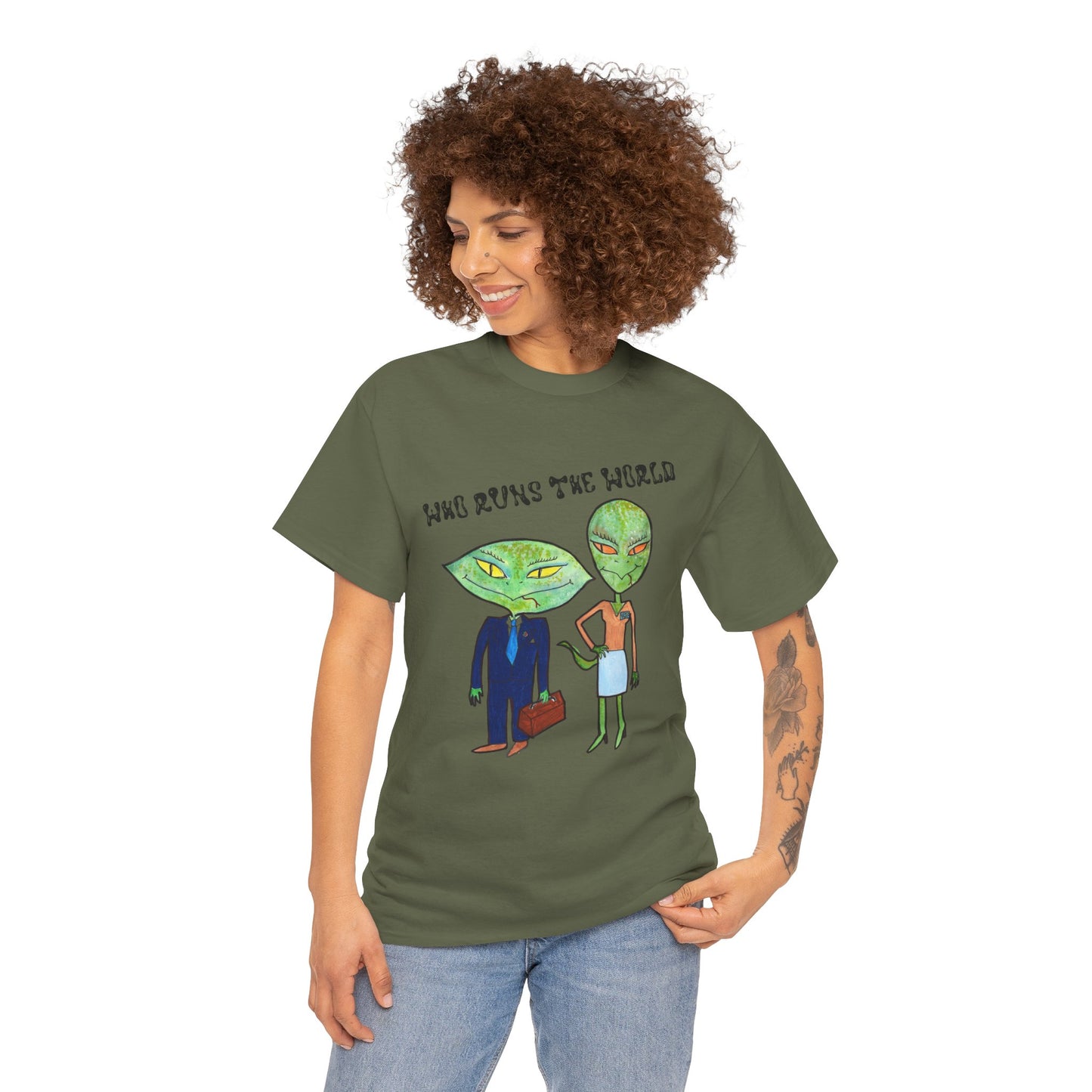 Who Runs the World Reptilians Unisex Cotton Tee USA