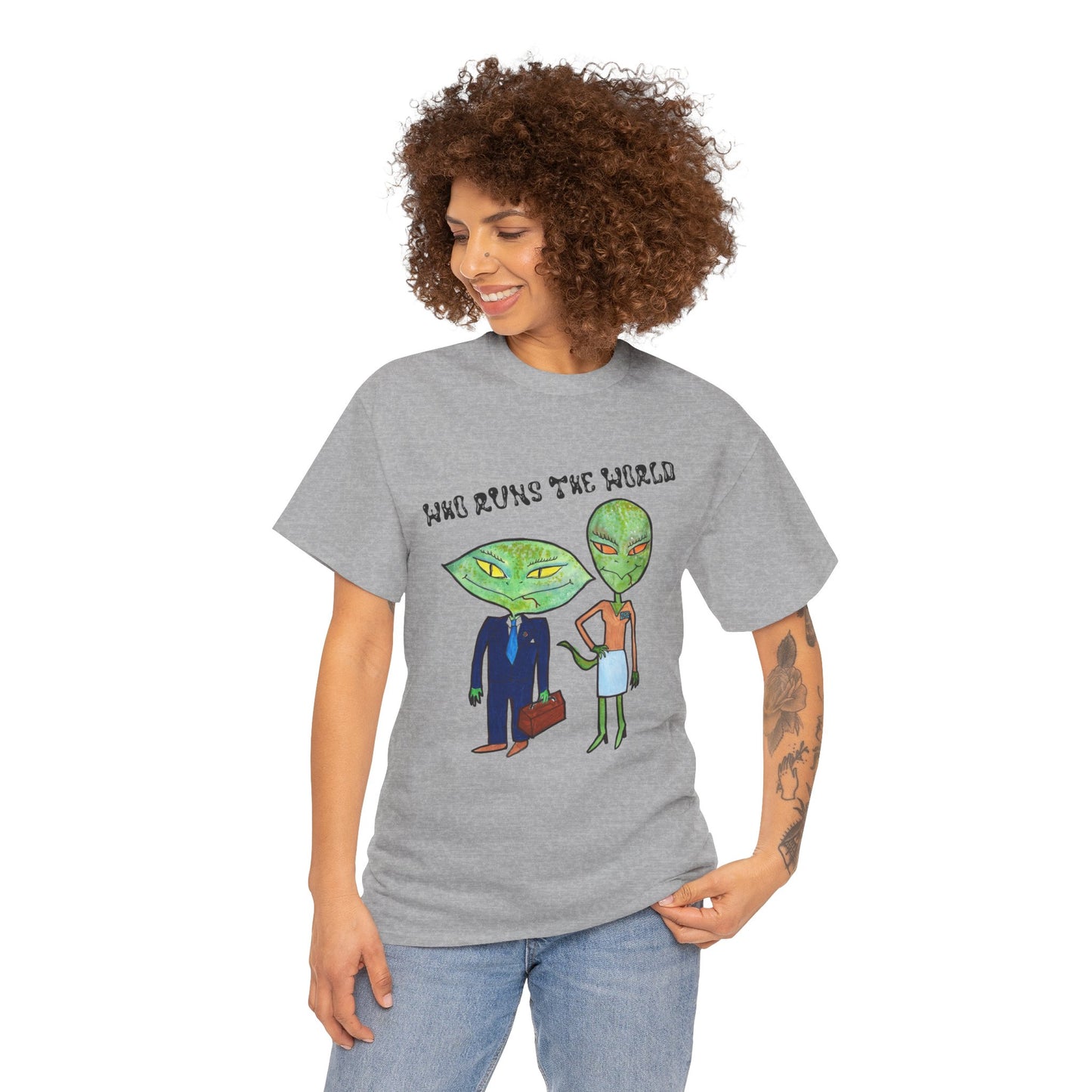 Who Runs the World Reptilians Unisex Cotton Tee USA