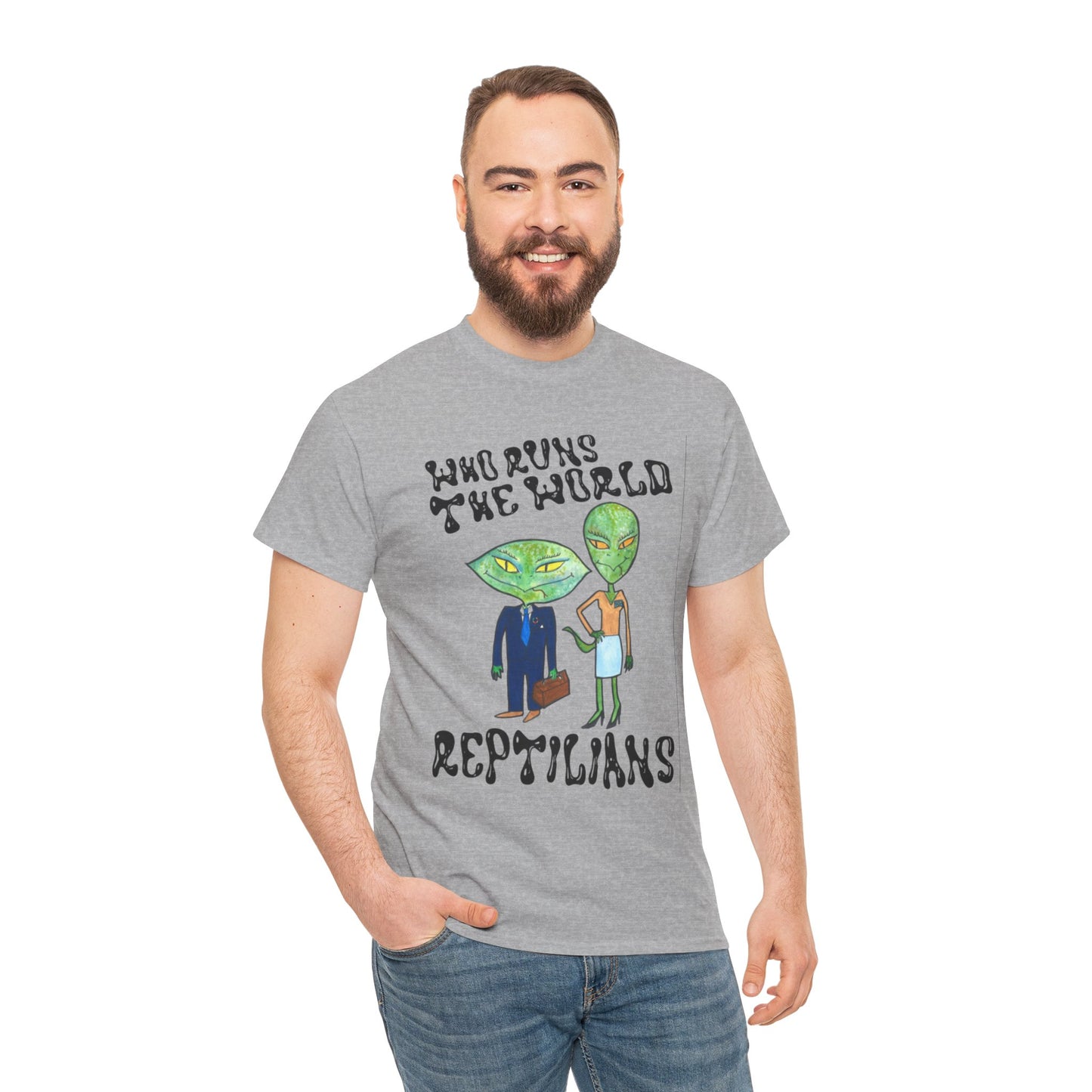 Who Runs the World Reptilians Unisex Cotton Tee USA