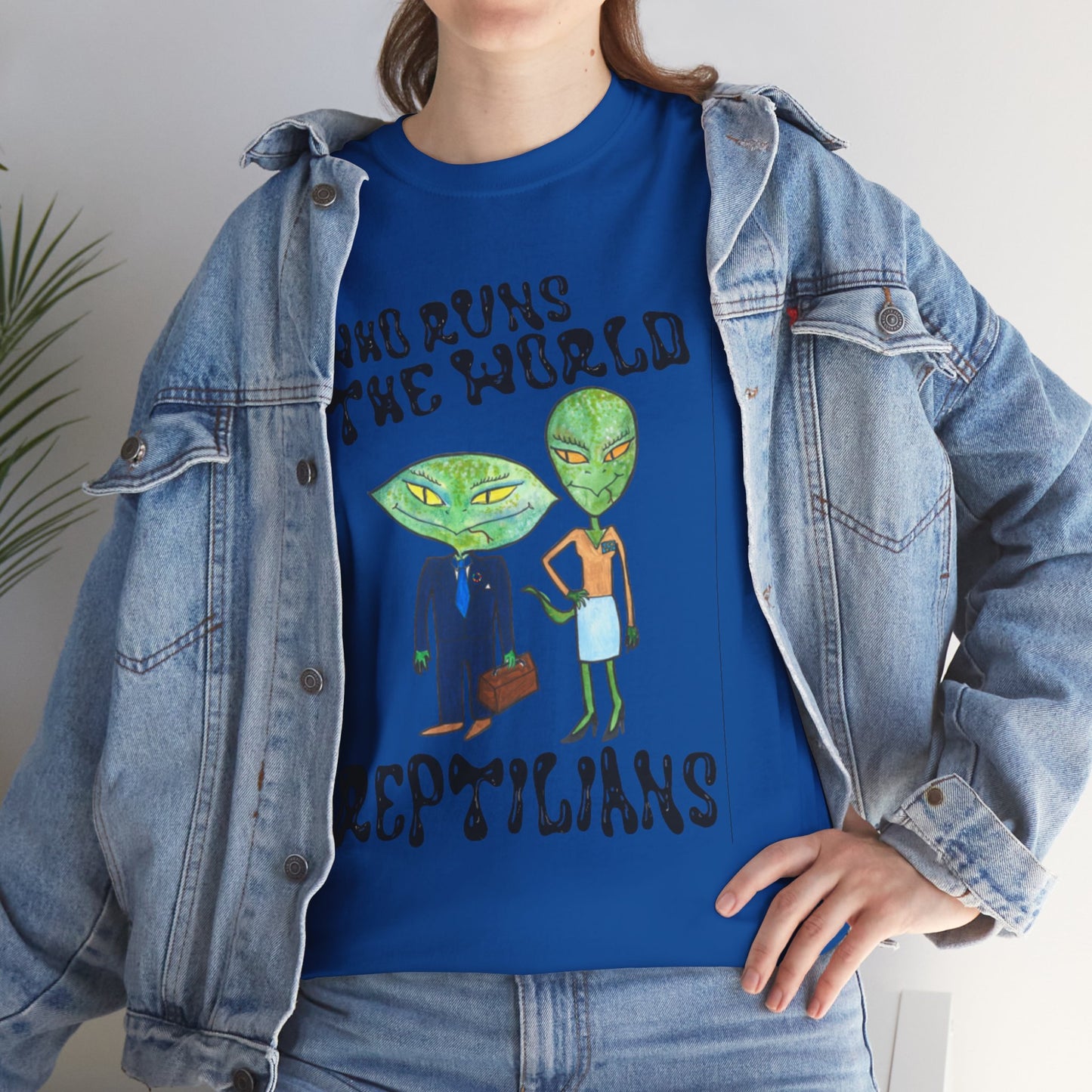 Who Runs the World Reptilians Unisex Cotton Tee USA