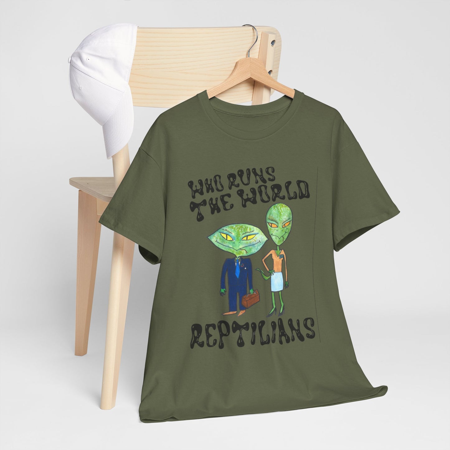 Who Runs the World Reptilians Unisex Cotton Tee USA