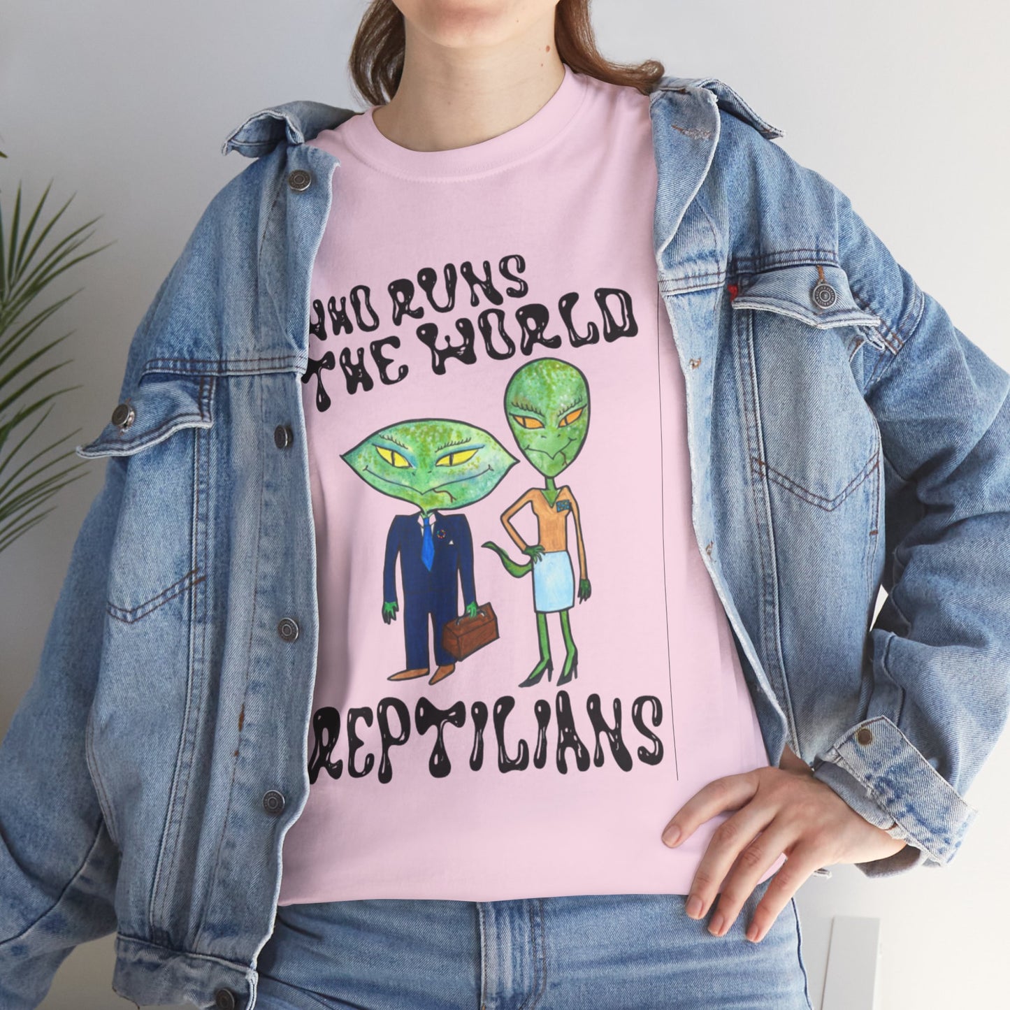 Who Runs the World Reptilians Unisex Cotton Tee USA