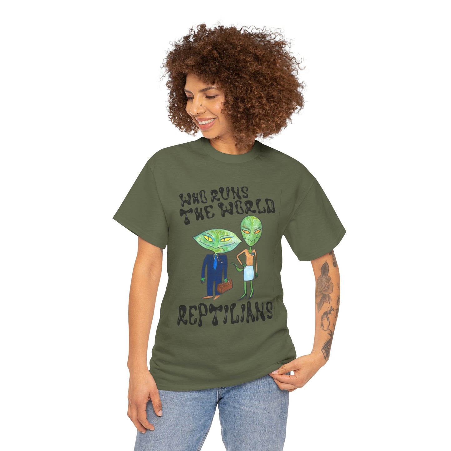 Who Runs the World Reptilians Unisex Cotton Tee USA