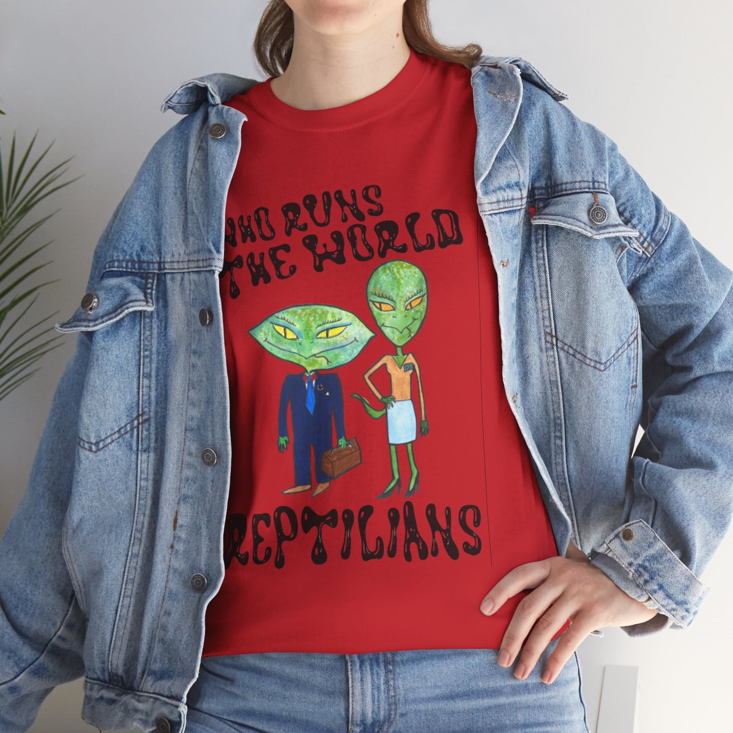 Who Runs the World Reptilians Unisex Cotton Tee USA