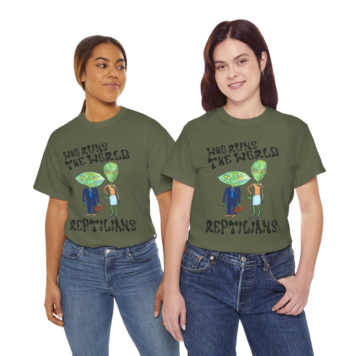 Who Runs the World Reptilians Unisex Cotton Tee USA