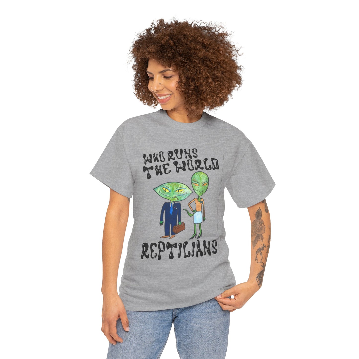 Who Runs the World Reptilians Unisex Cotton Tee USA