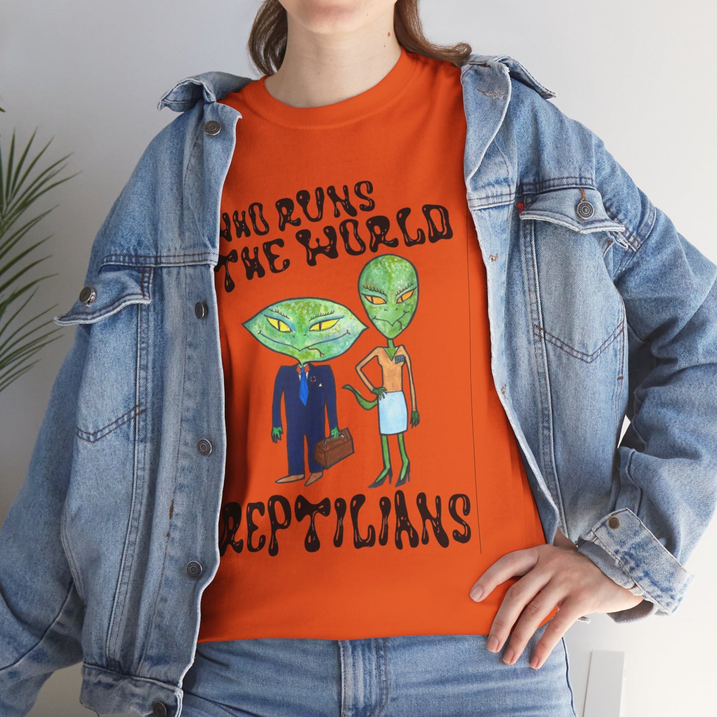 Who Runs the World Reptilians Unisex Cotton Tee USA