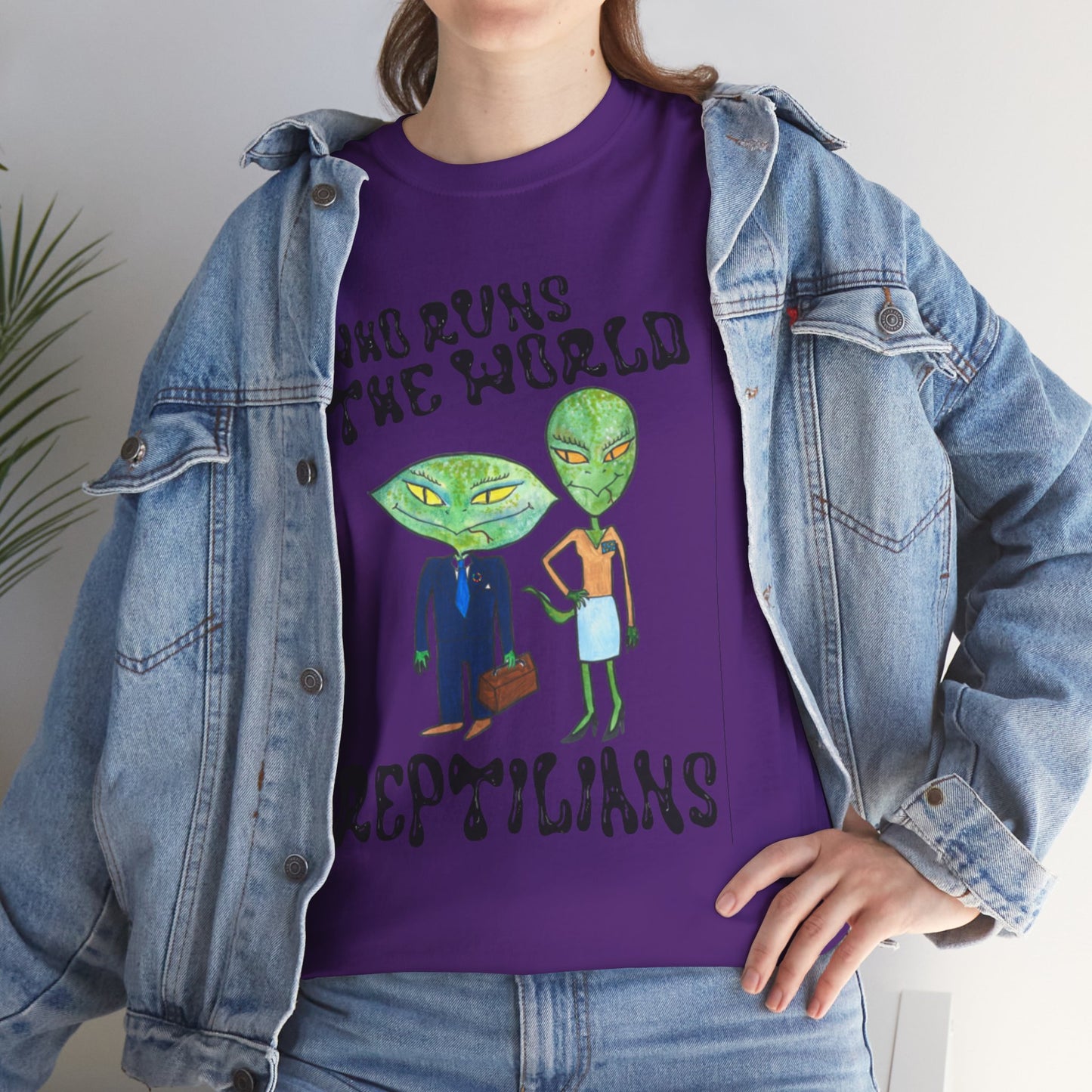 Who Runs the World Reptilians Unisex Cotton Tee USA