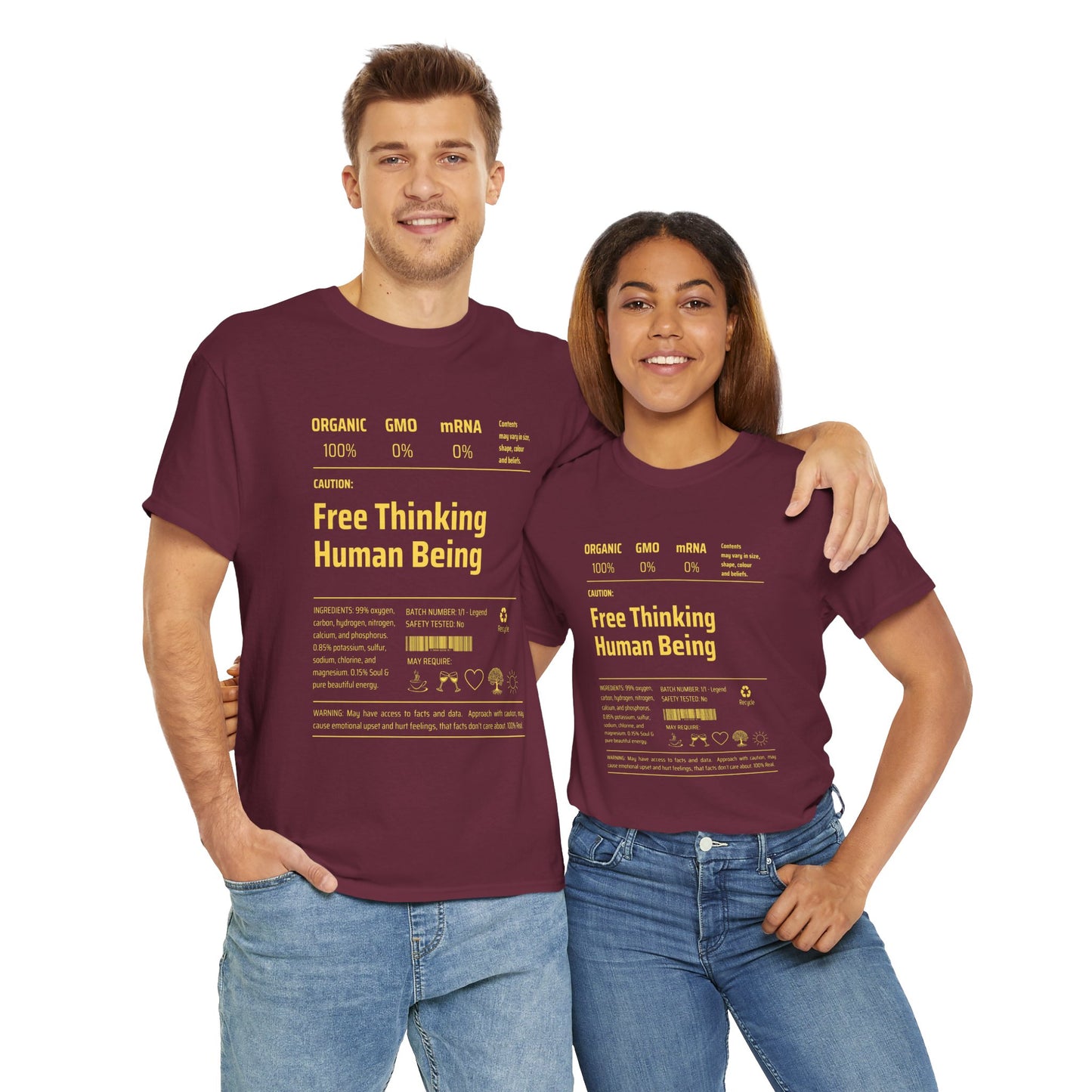 Free Thinking Human Being Unisex Cotton Tee USA