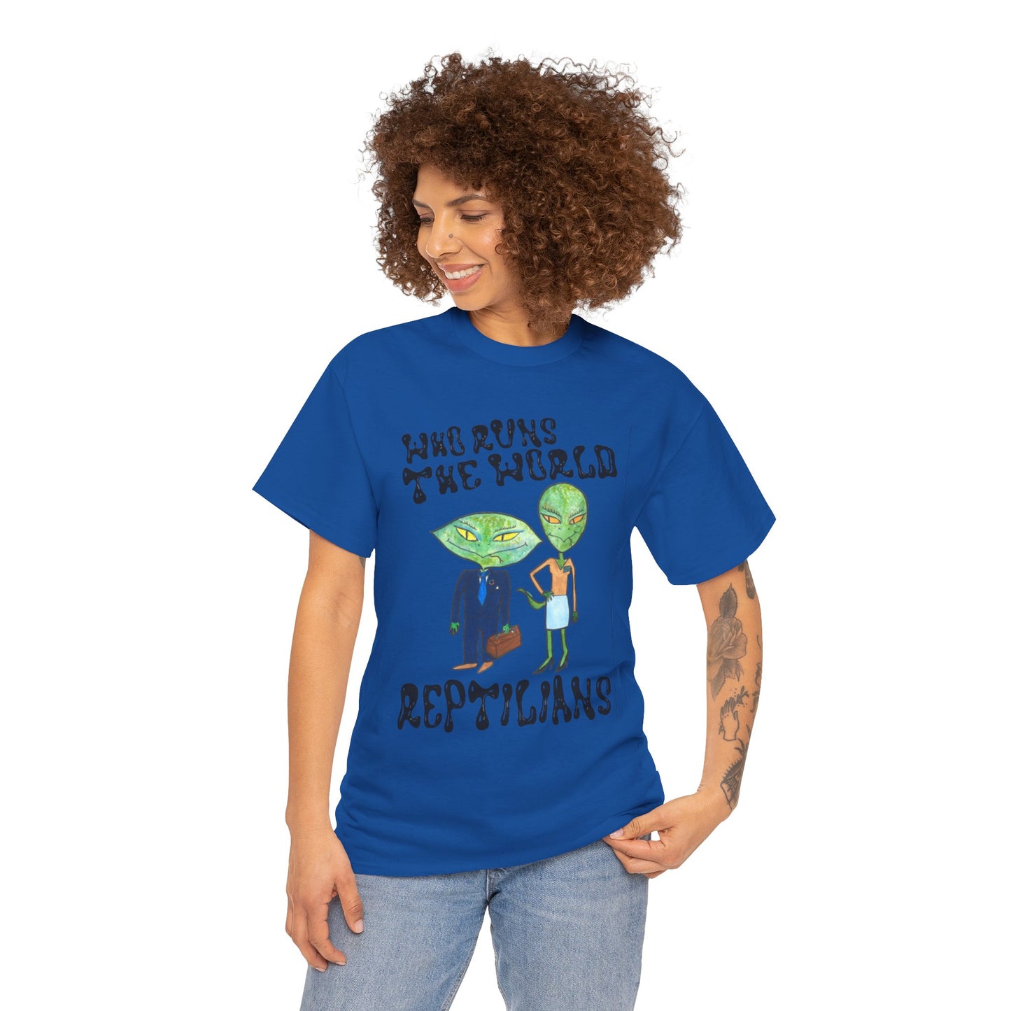 Who Runs the World Reptilians Unisex Cotton Tee USA