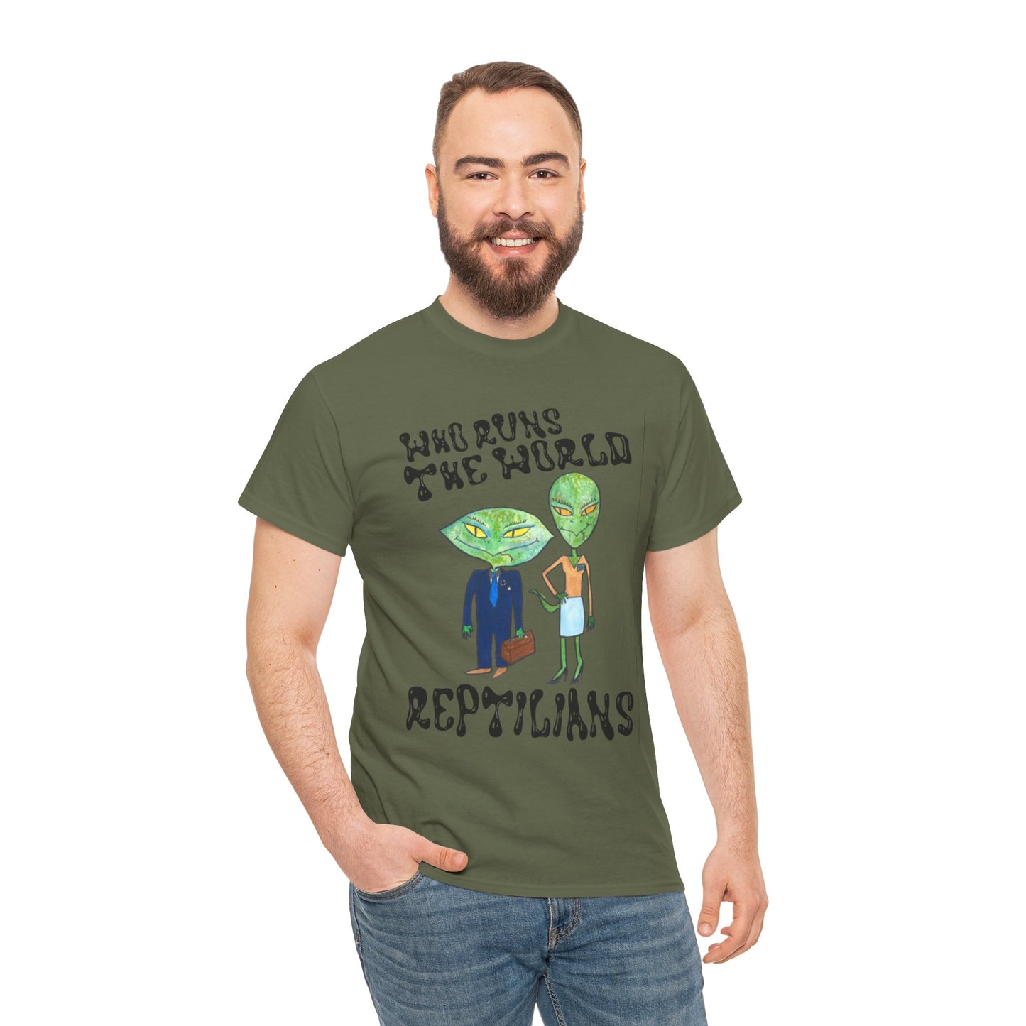 Who Runs the World Reptilians Unisex Cotton Tee USA