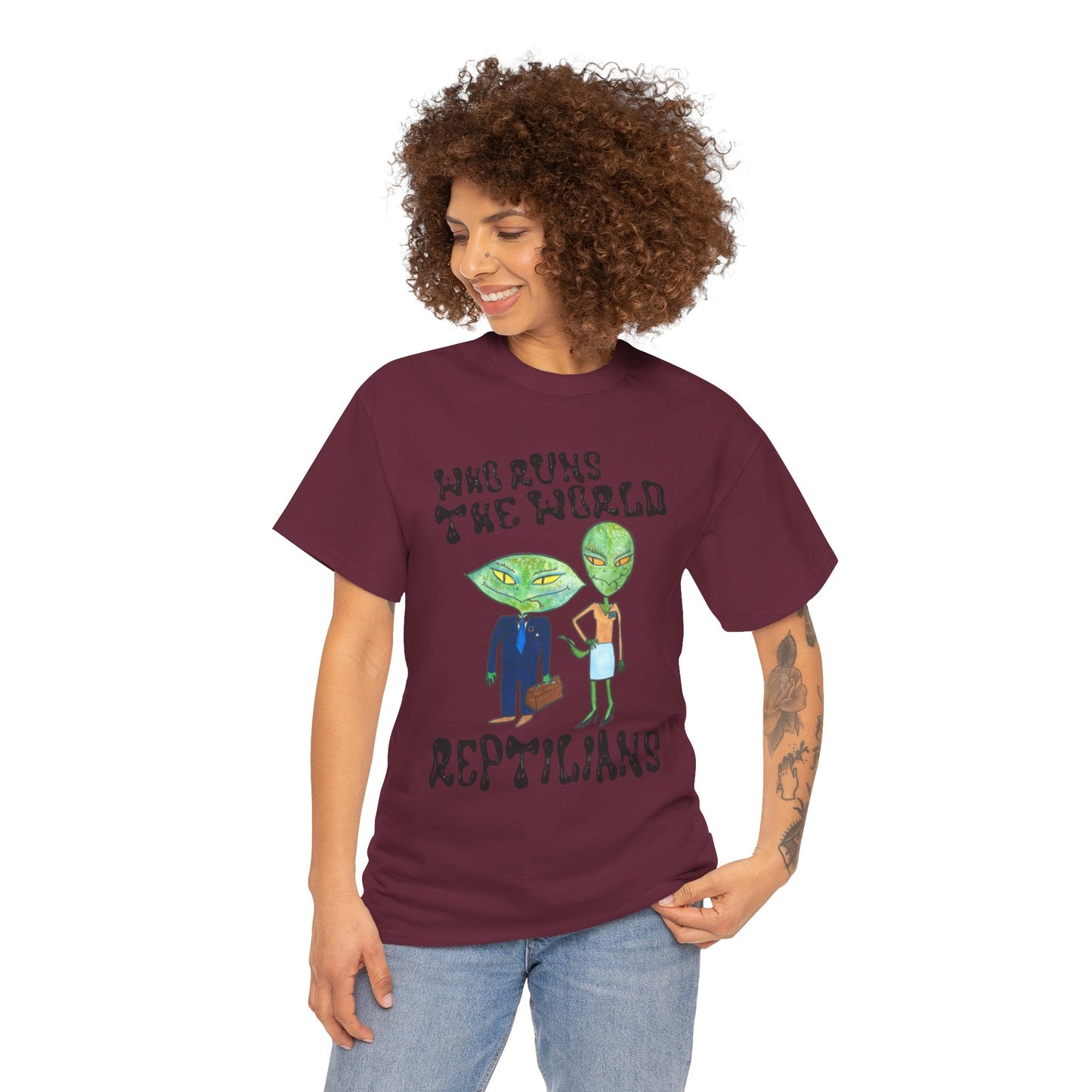 Who Runs the World Reptilians Unisex Cotton Tee USA