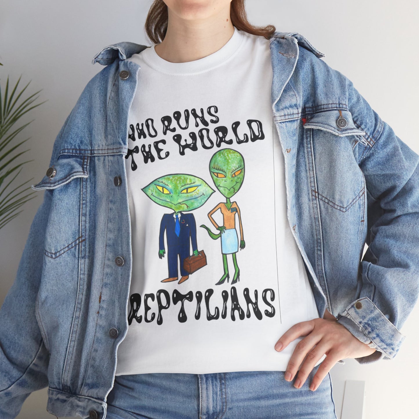 Who Runs the World Reptilians Unisex Cotton Tee USA