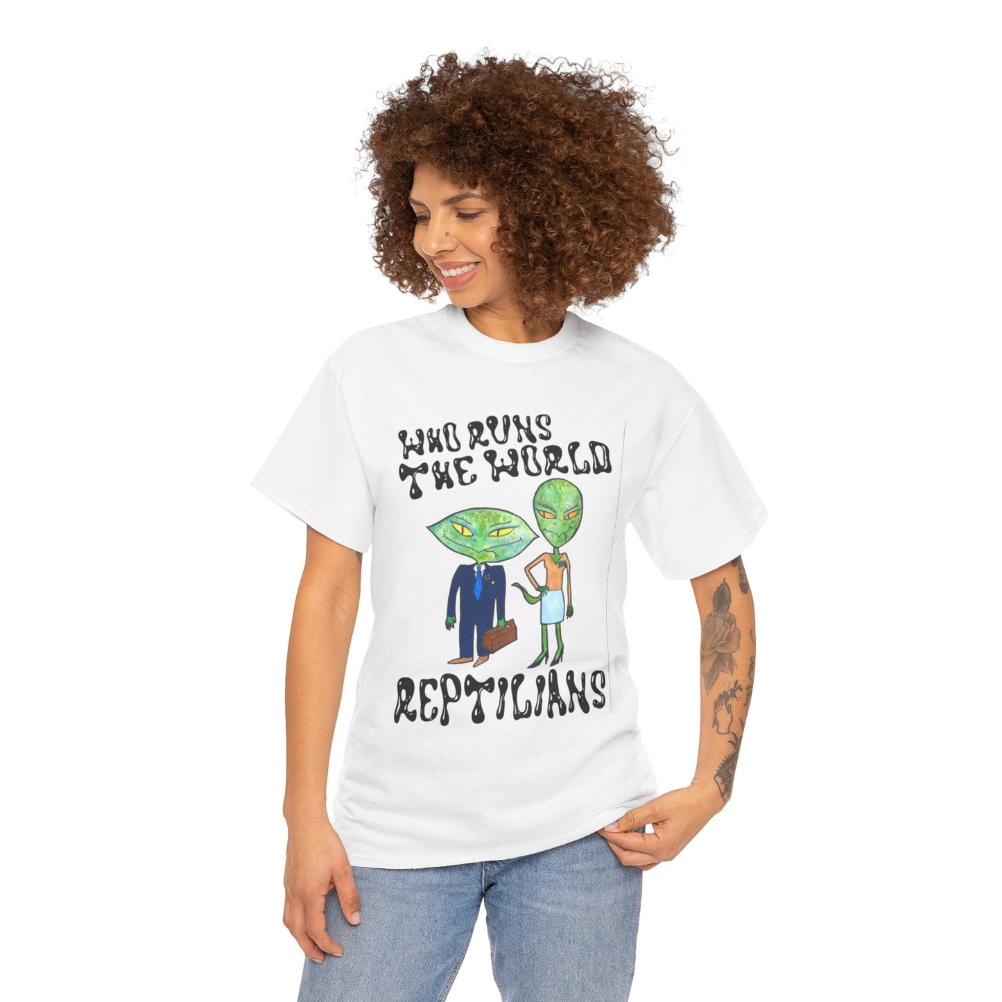 Who Runs the World Reptilians Unisex Cotton Tee USA