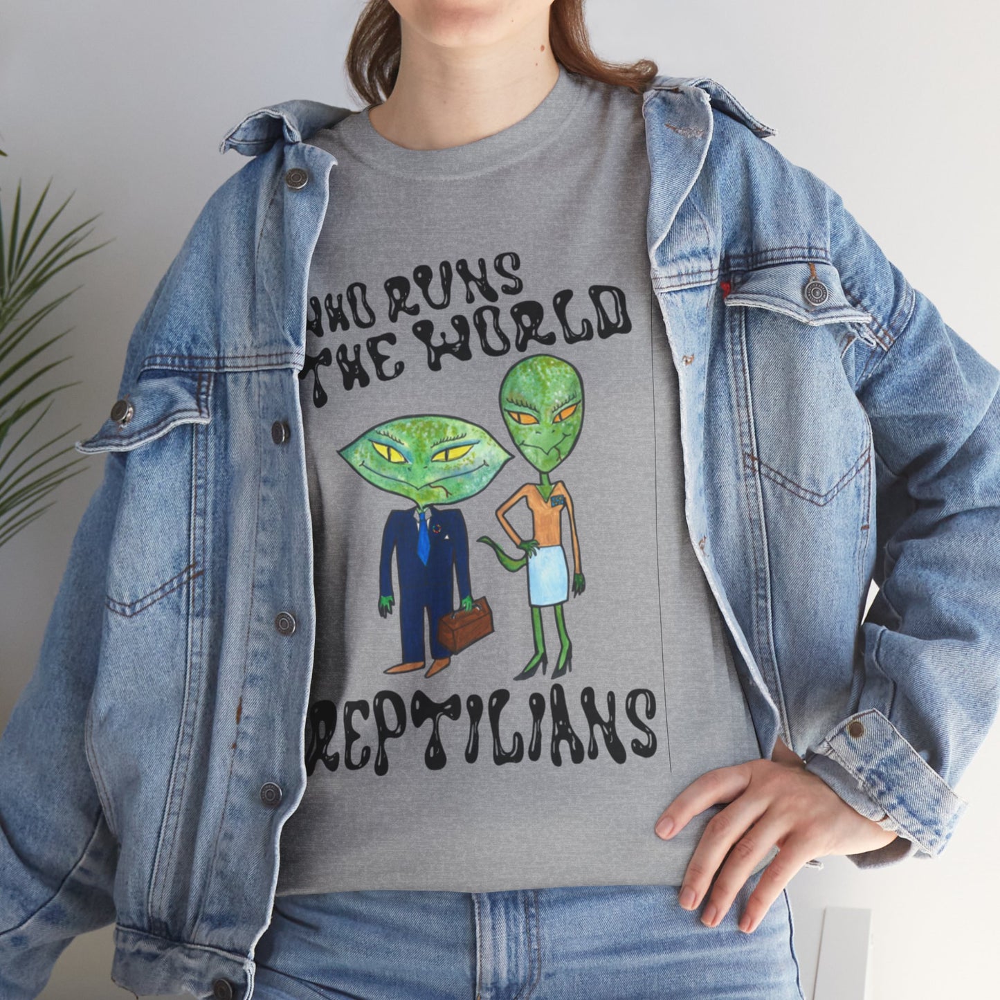 Who Runs the World Reptilians Unisex Cotton Tee USA