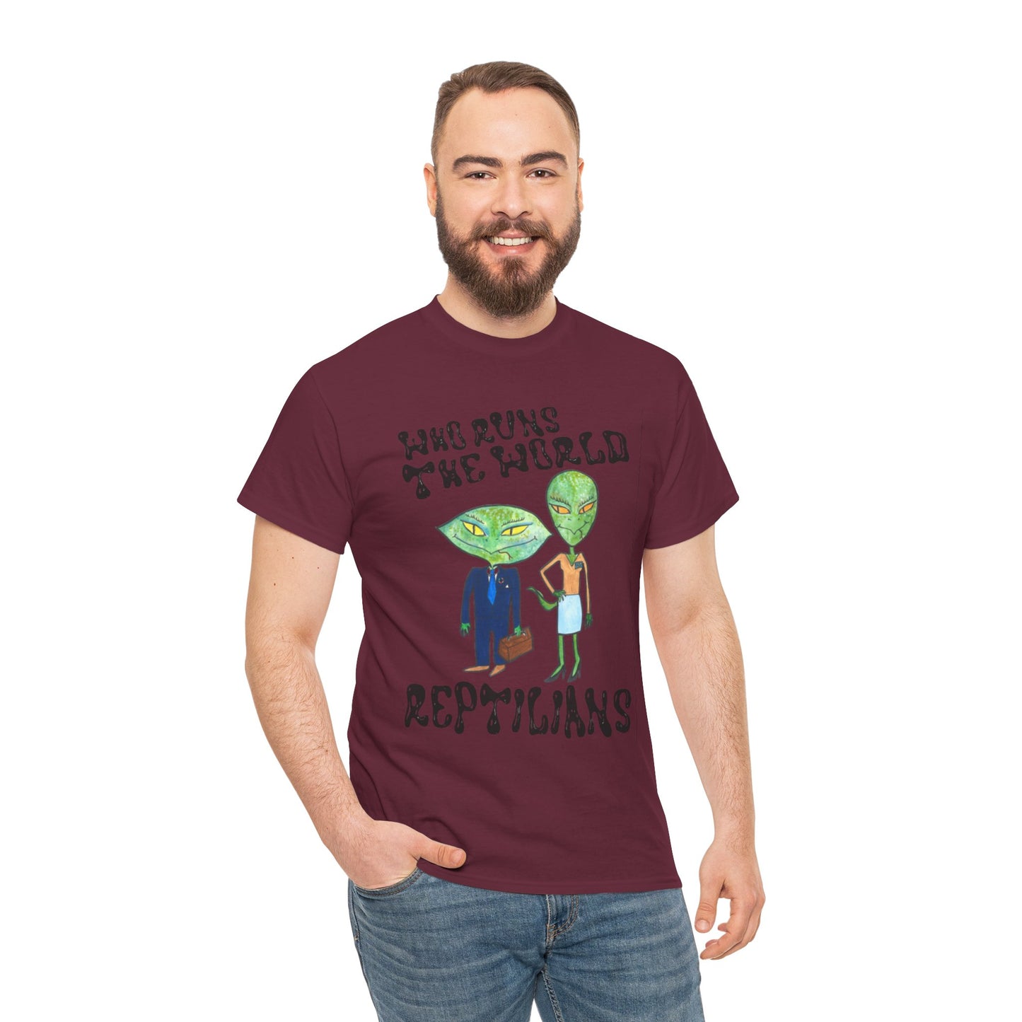 Who Runs the World Reptilians Unisex Cotton Tee USA