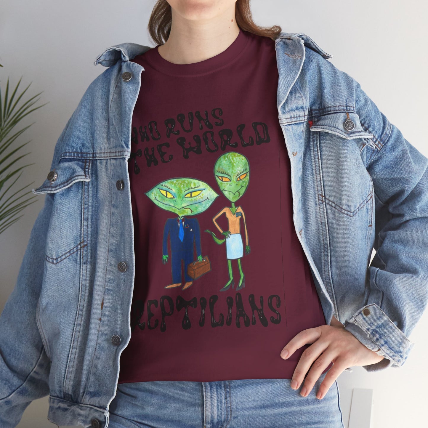 Who Runs the World Reptilians Unisex Cotton Tee USA