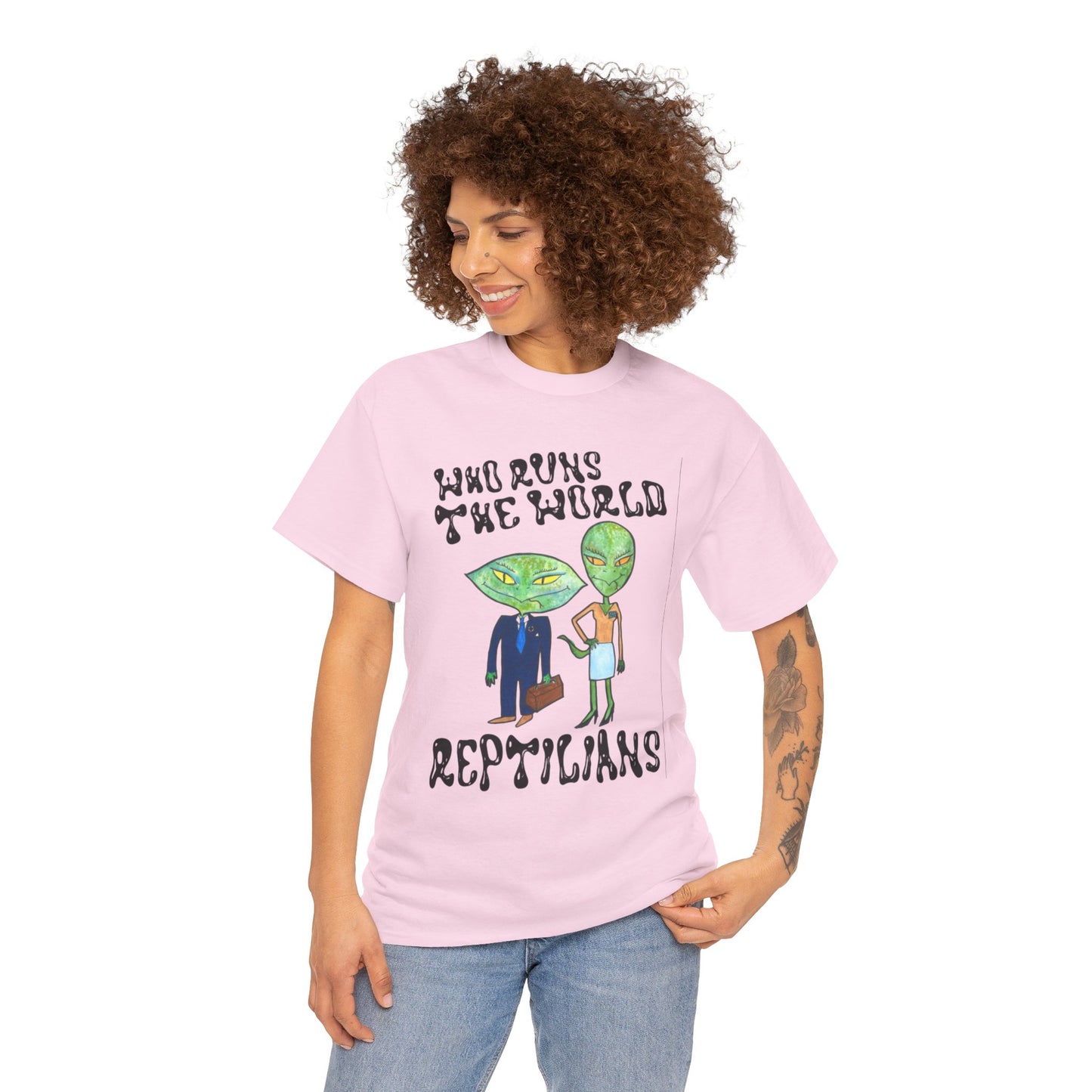 Who Runs the World Reptilians Unisex Cotton Tee USA