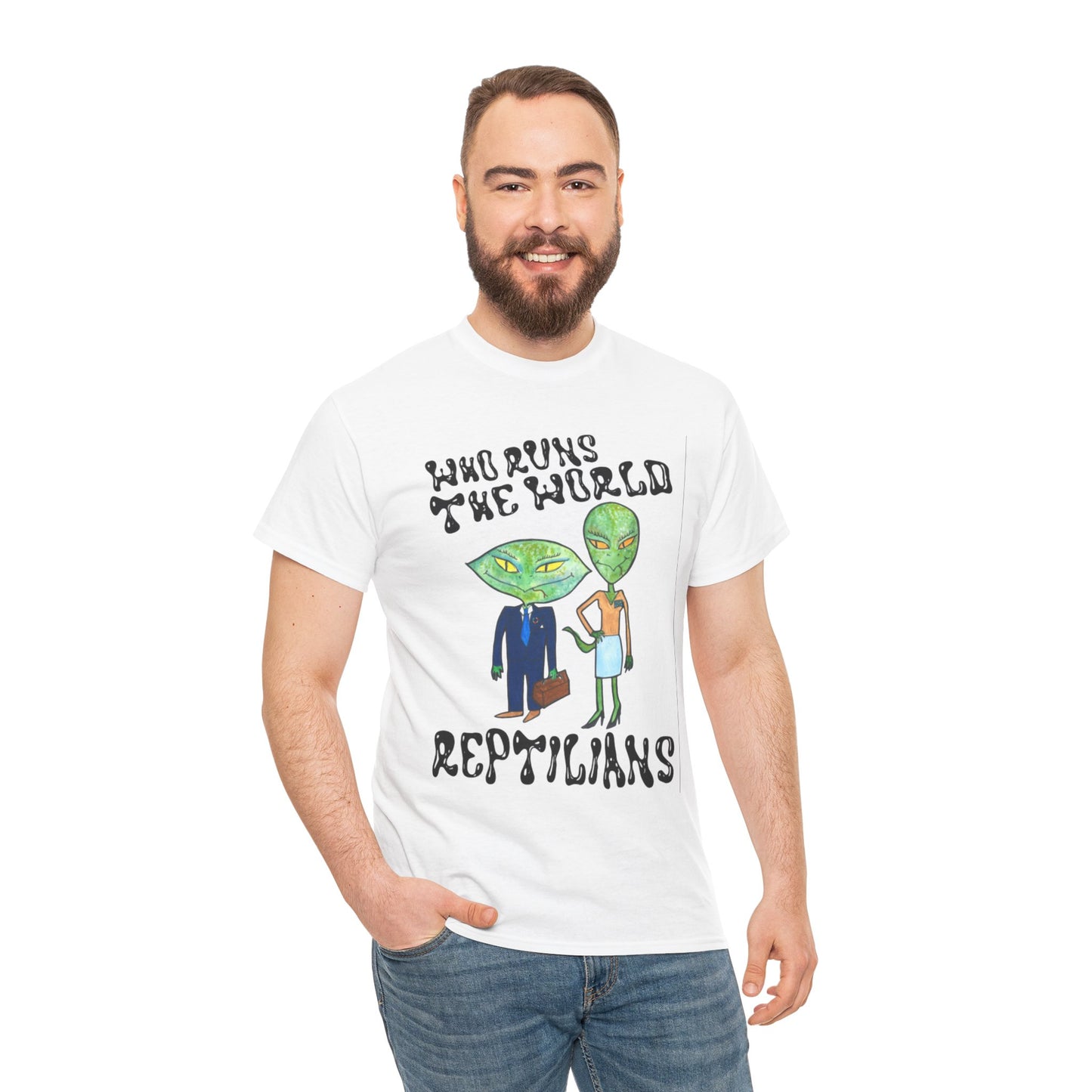 Who Runs the World Reptilians Unisex Cotton Tee USA